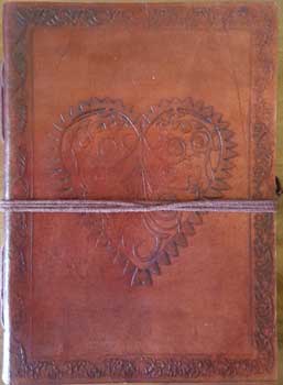 5" x 7" Heart leather blank book w/cord (image for) 5" x 7" Heart leather blank book w/cord