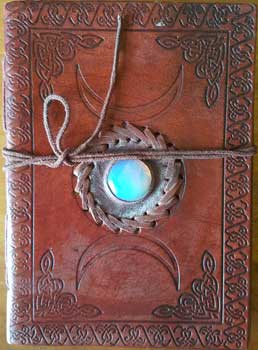 5" x 7" Triple Moon with Stone Embossed leather w/ cord (image for) 5" x 7" Triple Moon with Stone Embossed leather w/ cord