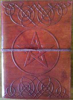 5" x 7" Pentagram leather blank book w/cord (image for) 5" x 7" Pentagram leather blank book w/cord