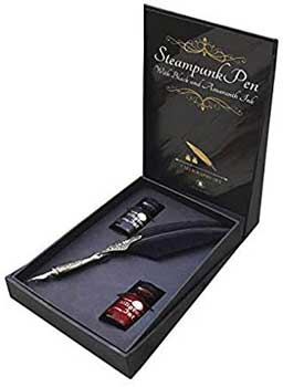 Steampunk Pen with Black & Amaranth Ink calligraphy set (image for) Steampunk Pen with Black & Amaranth Ink calligraphy set