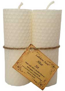 4 1/4" Altar set white Lailokens Awen candle (image for) 4 1/4" Altar set white Lailokens Awen candle