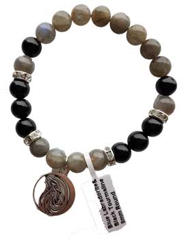 8mm Blue Labradorite & Black Tourmaline / Wolf (image for) 8mm Blue Labradorite & Black Tourmaline / Wolf