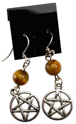 Tiger's Eye Pentagram earrings (image for) Tiger's Eye Pentagram earrings