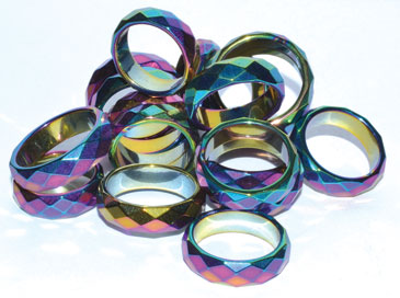 Rainbow Magnetic Hematite Faceted rings (50/bag) (image for) Rainbow Magnetic Hematite Faceted rings (50/bag)