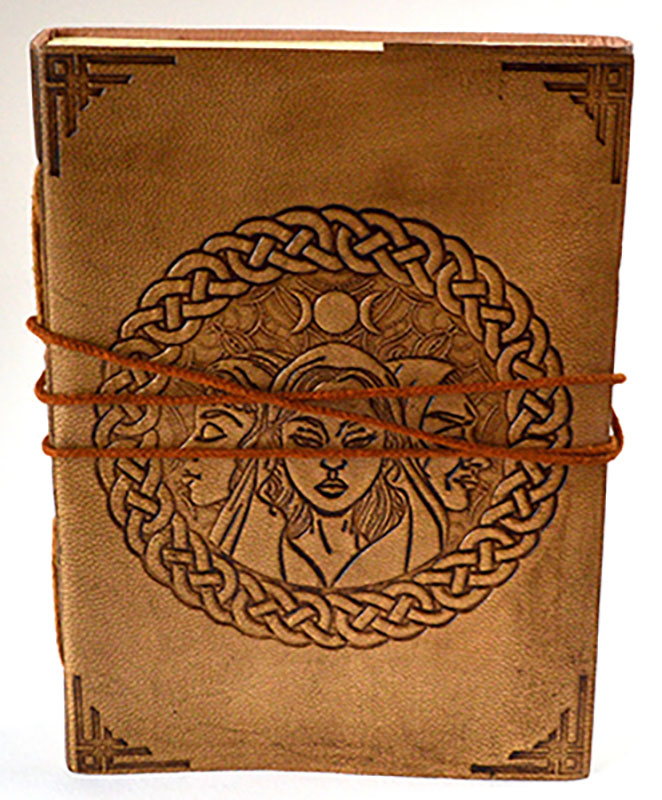 (image for) 5" x 7" Triple Goddess leather blank book w/cord