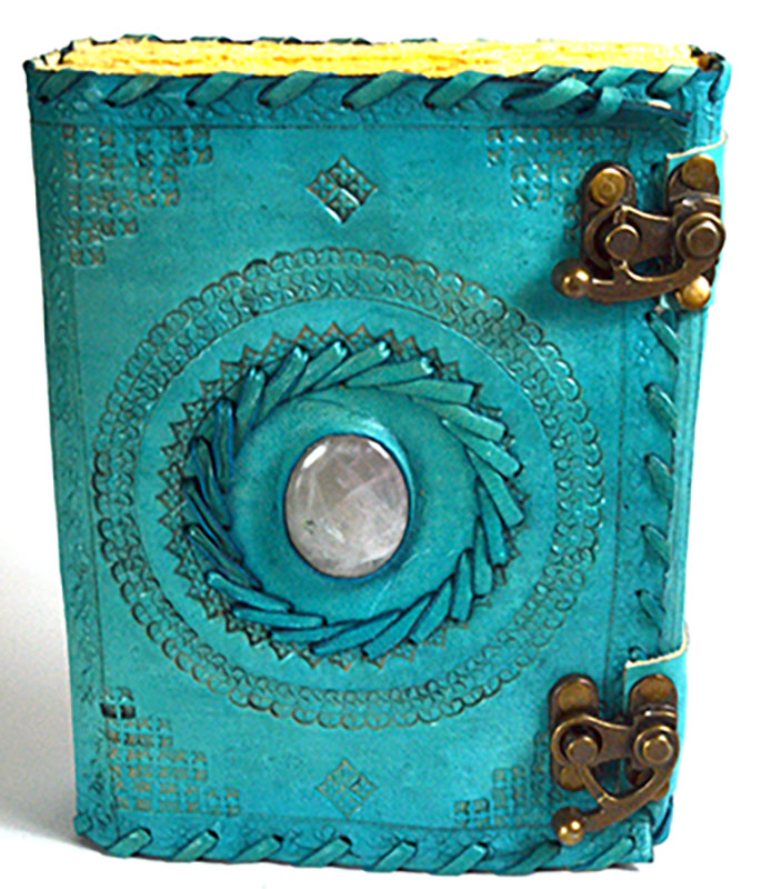Blue with Stone aged looking paper leather w/ latch (image for) Blue with Stone aged looking paper leather w/ latch