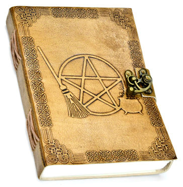 5" x 7" Broom Pentagram Embossed leather w/ latch (image for) 5" x 7" Broom Pentagram Embossed leather w/ latch