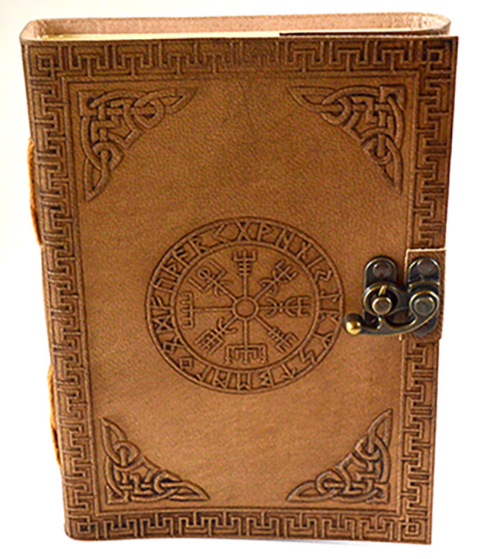 5" x 7" Rune leather blank book w/ latch (image for) 5" x 7" Rune leather blank book w/ latch