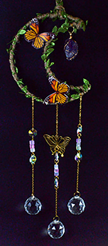 (image for) 21" Amethyst Moon W Butterfly sun catcher