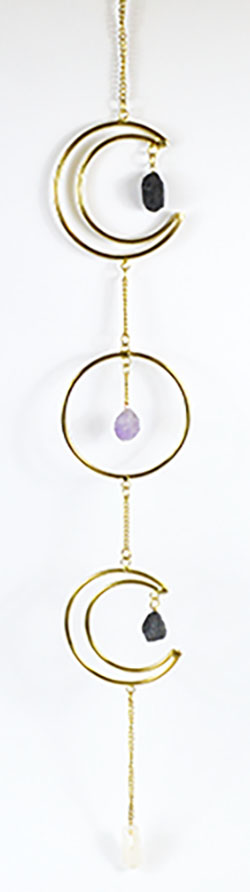 22"x 3" Triple Moon Wreath with Stones wall hanging (image for) 22"x 3" Triple Moon Wreath with Stones wall hanging