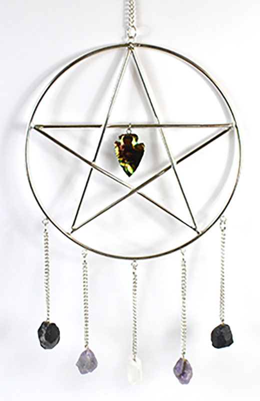15"x 6" Pentagram with Stones wall hanging (image for) 15"x 6" Pentagram with Stones wall hanging