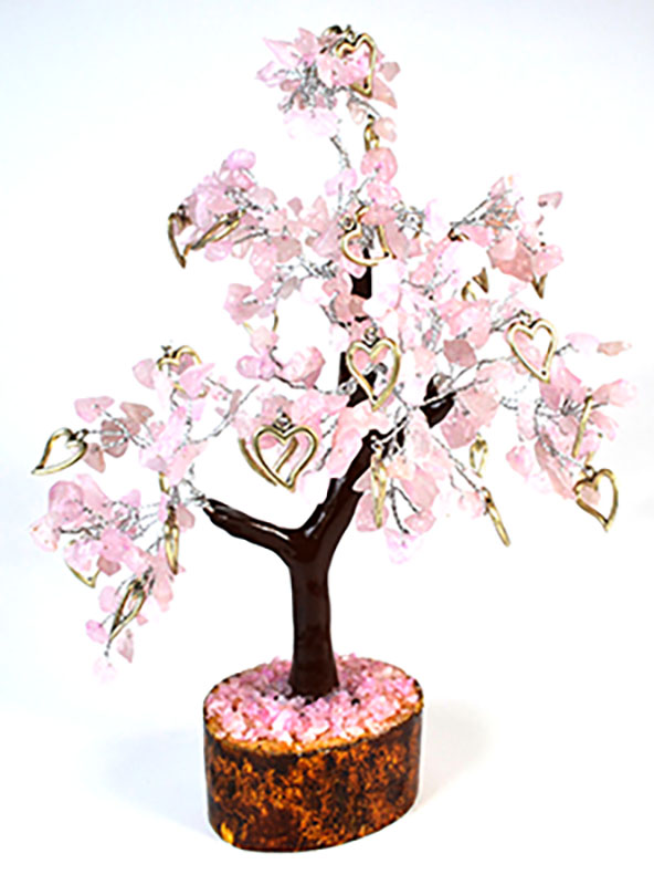 Rose Quartz W Hearts gemstone tree (300 beads) (image for) Rose Quartz W Hearts gemstone tree (300 beads)