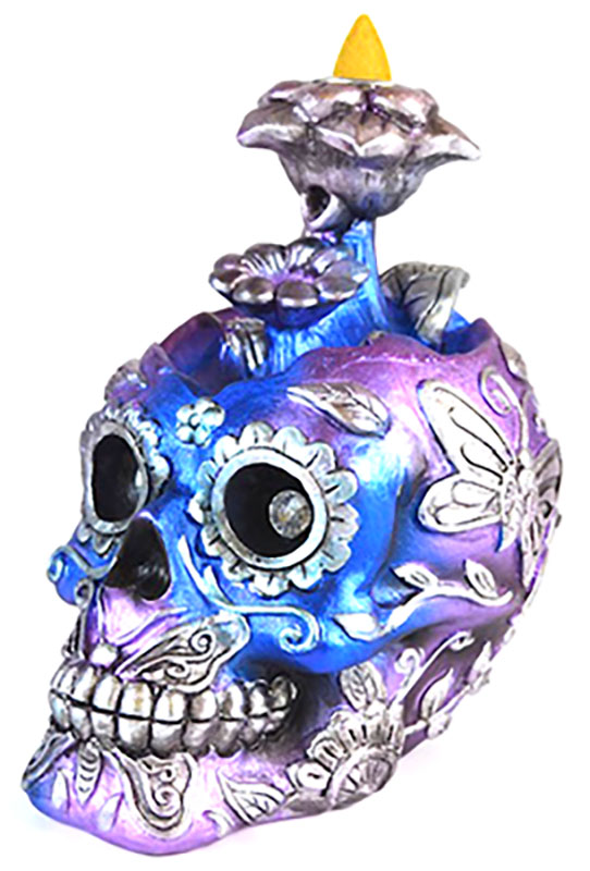 6" Metallic Skull backflow burner (image for) 6" Metallic Skull backflow burner