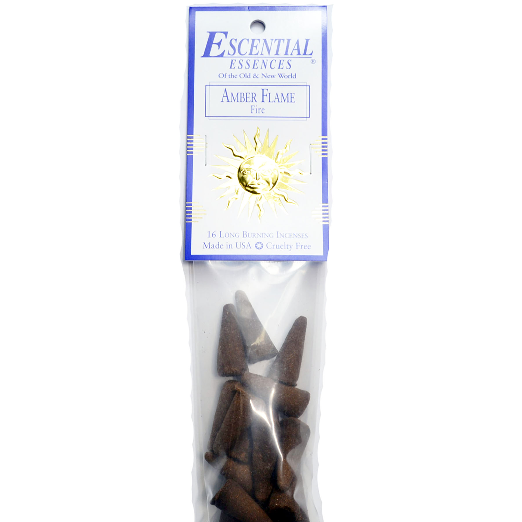 (image for) 16/pk Amber Flame escential essences incense cones