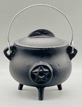 5.5" Pentagram cast iron cauldron w/ lid (image for) 5.5" Pentagram cast iron cauldron w/ lid