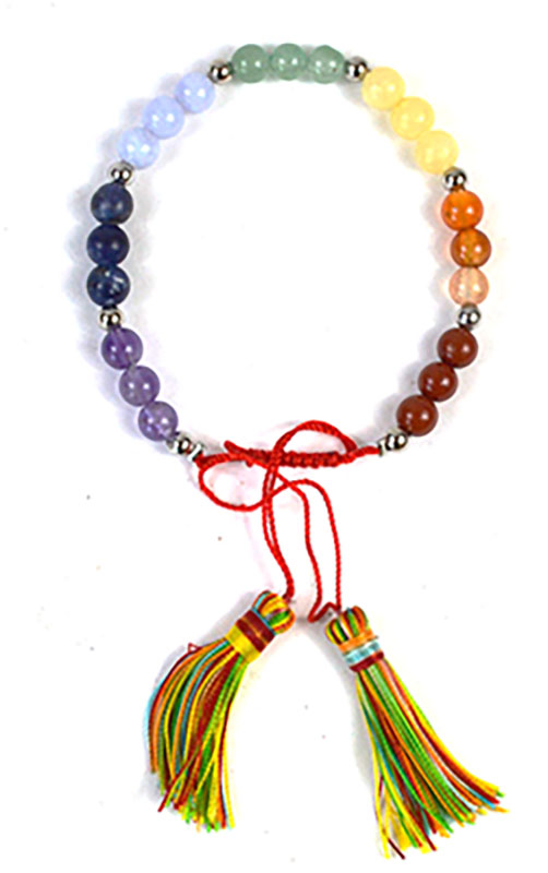 6mm 7 Chakra with Tassel bracelet (image for) 6mm 7 Chakra with Tassel bracelet