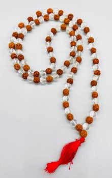 Rudraksha & Quartz japmala (image for) Rudraksha & Quartz japmala