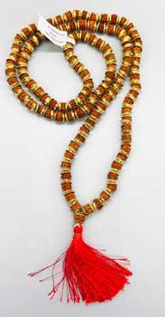 Rudraksha W/ Golden Cap japmala (image for) Rudraksha W/ Golden Cap japmala