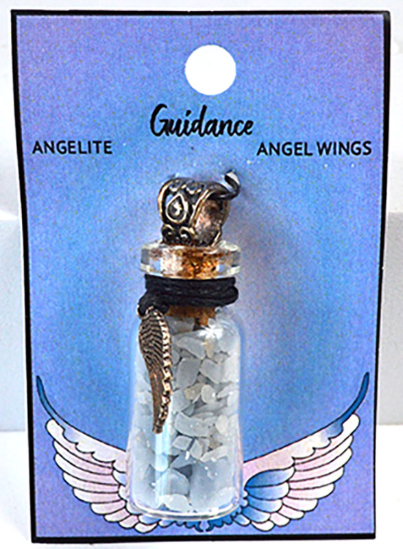 (image for) Angelite Chips in Bottle with Angel Wing necklace