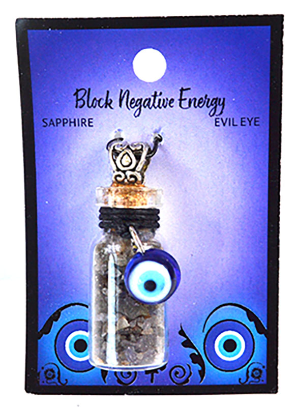 (image for) Sapphire Chips in Bottle with Evil Eye necklace